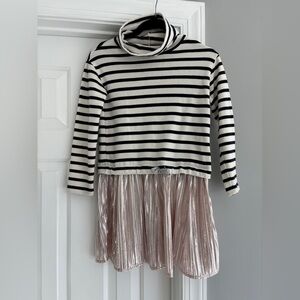 Crewcuts Navy and White Striped Mixed Media Dress — size 10